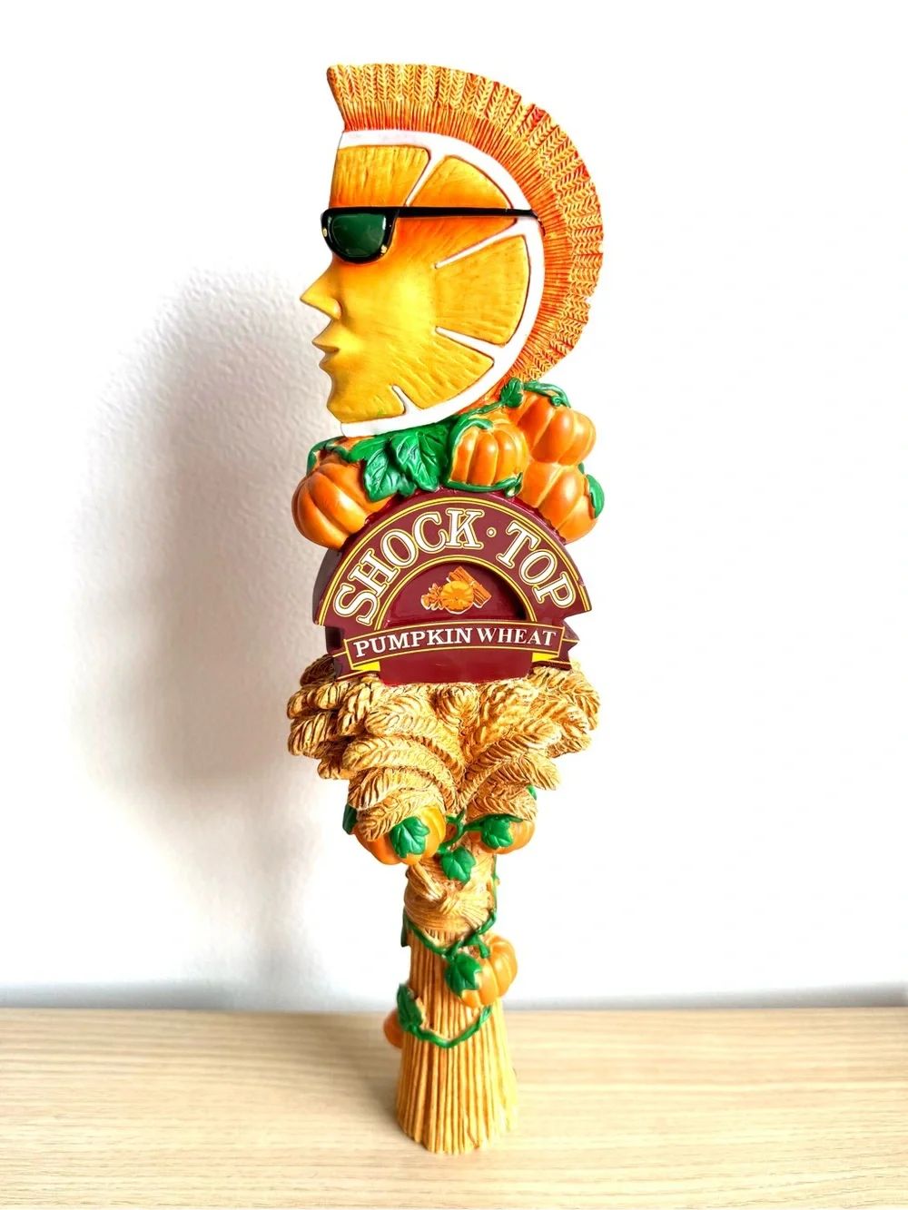 Shock Top Anheuser Busch Pumpkin Wheat Wedgehead Craft Beer Tap Handle 13”